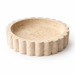 Travertine Stone Round Fluted Bowl
