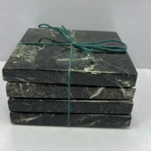 Green Zebra Marble Coaster Set – 4 Piece