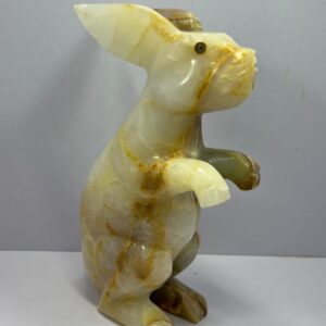 White Onyx Marble Rabbit – Hand-Carved Decorative Figurine