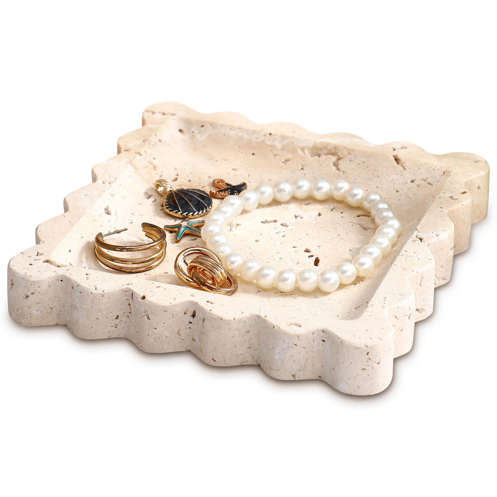 Travertine Marble Fluted Tray | Luxury Stone Serving & Decorative Tray