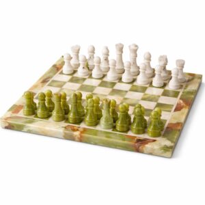 Green Onyx and White Marble Chess Board
