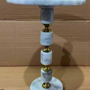 White Marble Table with Elegant Brass Base