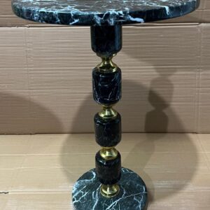 Zebra Black Marble Table with Brass 4 Center Piece