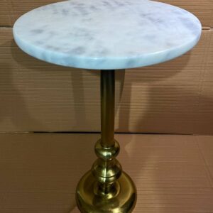 White Marble Table with Brass Base