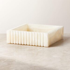 White Marble Square Fluted Storage Box