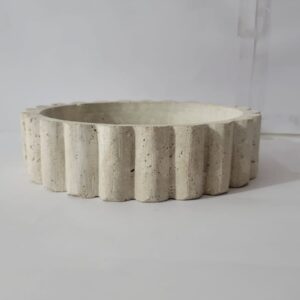 Travertine Stone Round Fluted Bowl