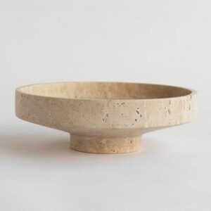 Travertine Stone Bowl with Base