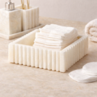 White Marble Square Fluted Storage Box
