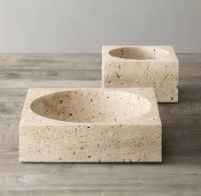 Travertine Stone Square Bowl